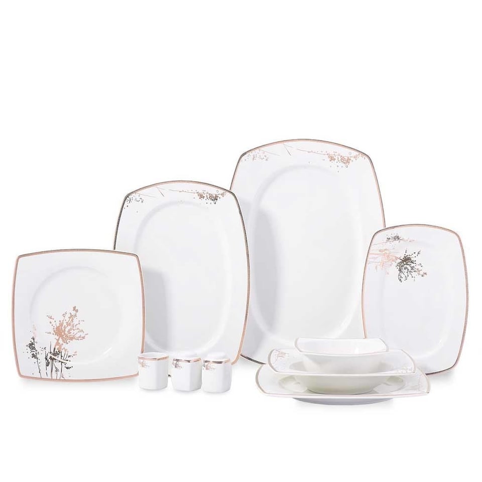 Korkmaz A8093 Zena Coll. 60 Parça Kare Yemek Takımı