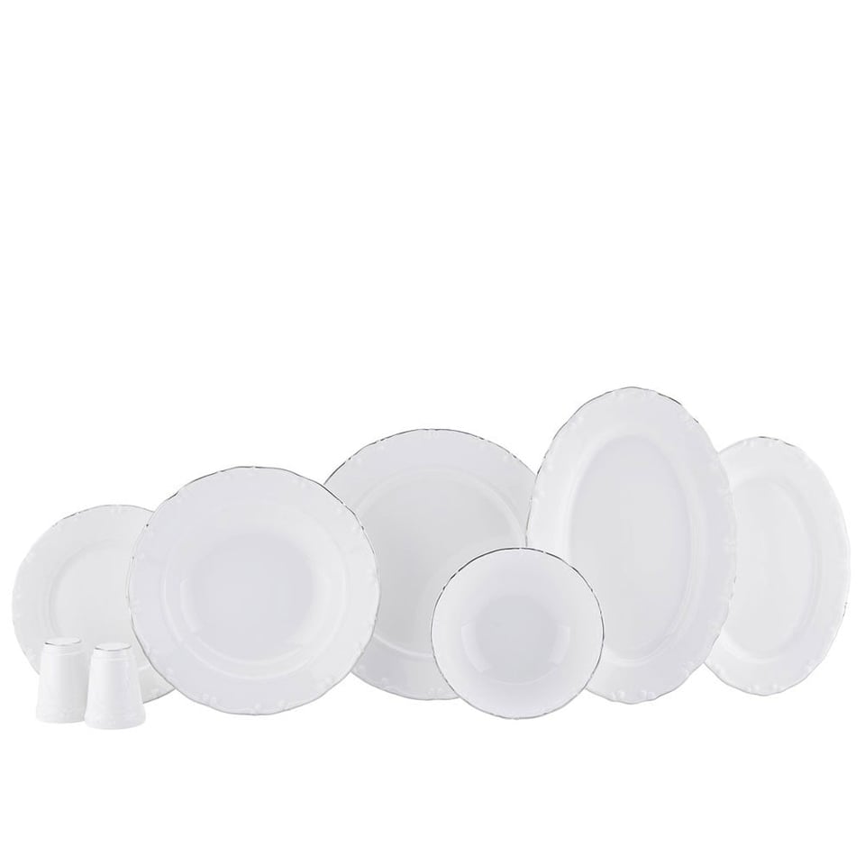 Korkmaz A8334 Vinta Coll. 55 P Yemek Takımı Platin