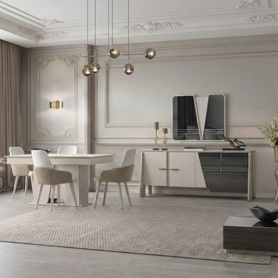 Yemek Odası Takımı Vize Mobilya Madrid Ünitesiz Yemek Odası Takımı 6 Sandalyeli