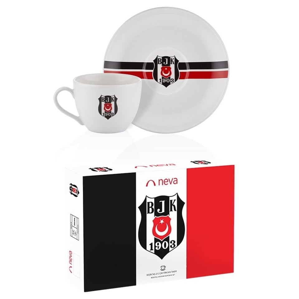 Neva N3427 Beşiktaş Çizgili 2'li Çay Fincan Takımı