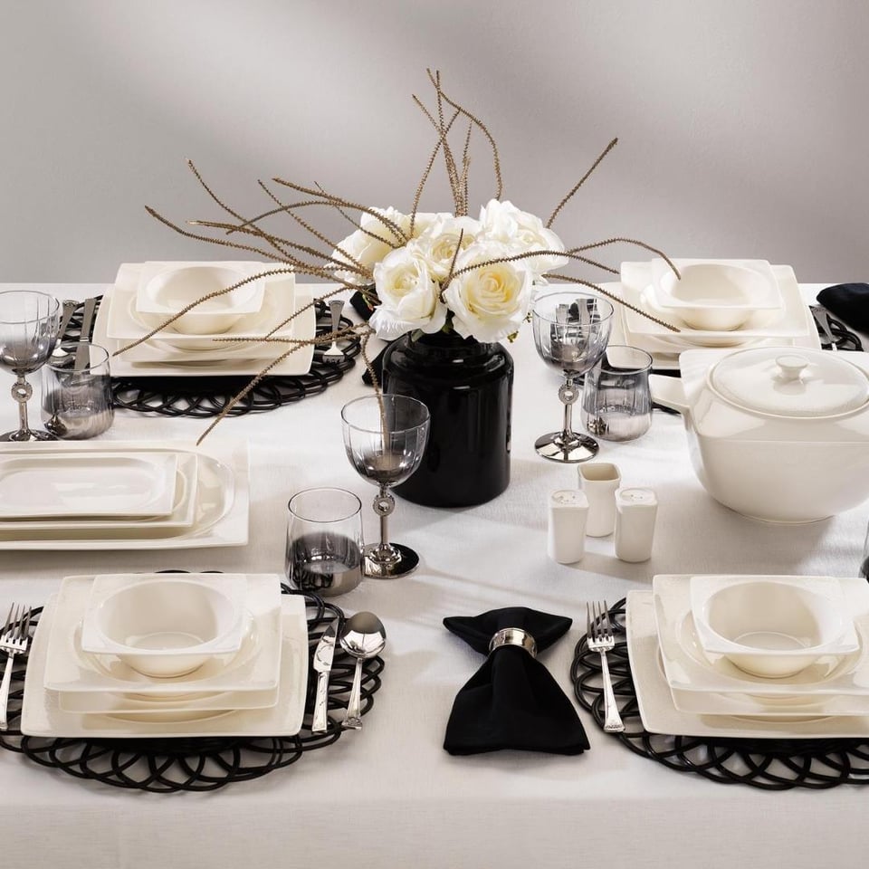 Yemek Takımları Schafer züccaciye Schafer 1S2407-01001-BYZ04 Glamor Sense Yemek Takım-60 Parça-Beyaz