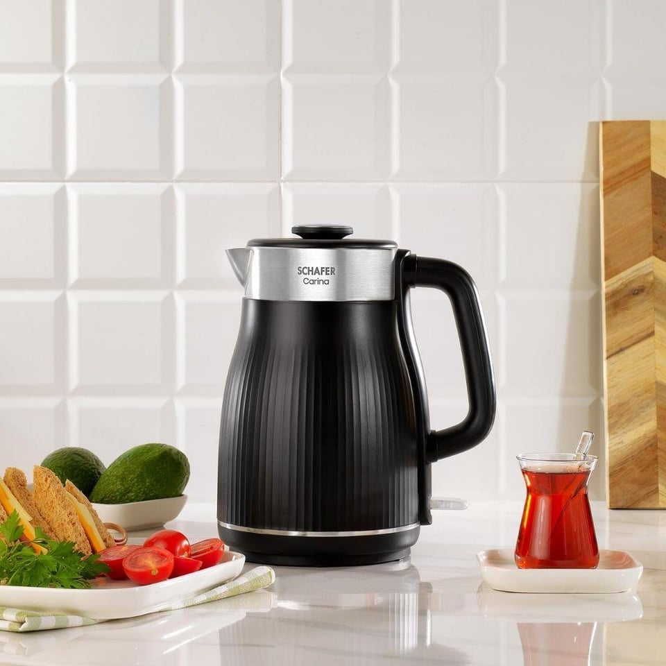 Bekleyen Urun Katalogu Schafer Küçük Ev Aletleri Schafer 2SE088-25003-SIY01 Carina Paslanmaz Çelik El Yakmaz Gövdeli Su Isıtıcı-Siyah