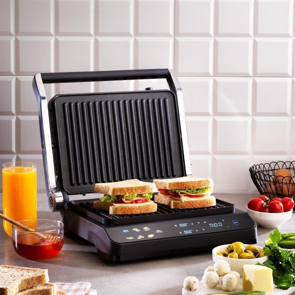 Tost Makinesi Schafer Küçük Ev Aletleri Schafer DigiChef 2000W 6 Dilim Tost ve Izgara Makinesi – Inox
