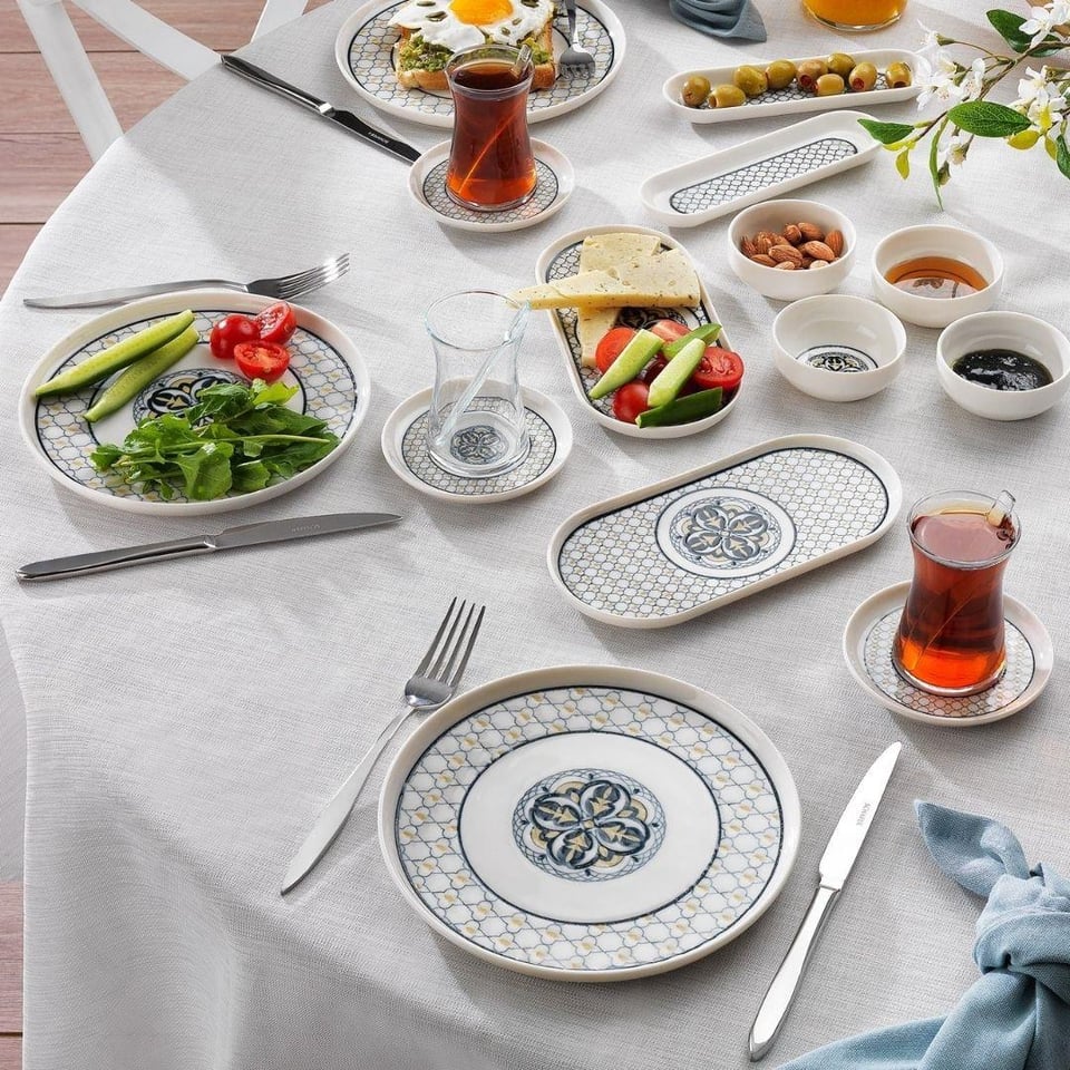 Kahvaltı Takımları Schafer züccaciye Schafer Evelynn 32 Parça Porselen Kahvaltı Takımı Siyah