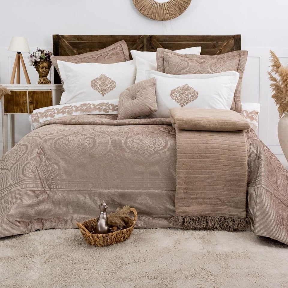 Evlilik Seti Schafer Tekstil Schafer Home Anna 11 Parça Çeyiz Seti Cappuccino Çift Kişilik