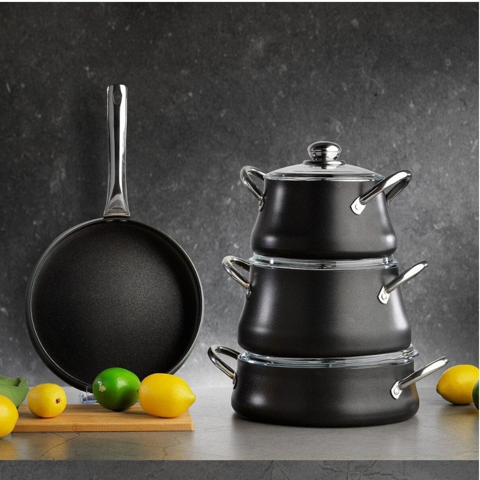 Schafer Ottawa Y.Y.-Tencere Seti -7 Parça-Siyah