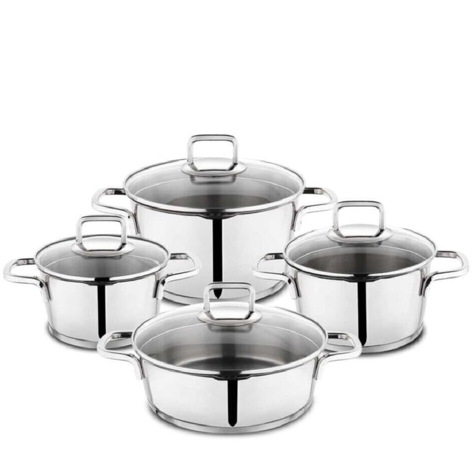 Schafer Stahl Çelik Tencere Seti-8 Prç. Inox