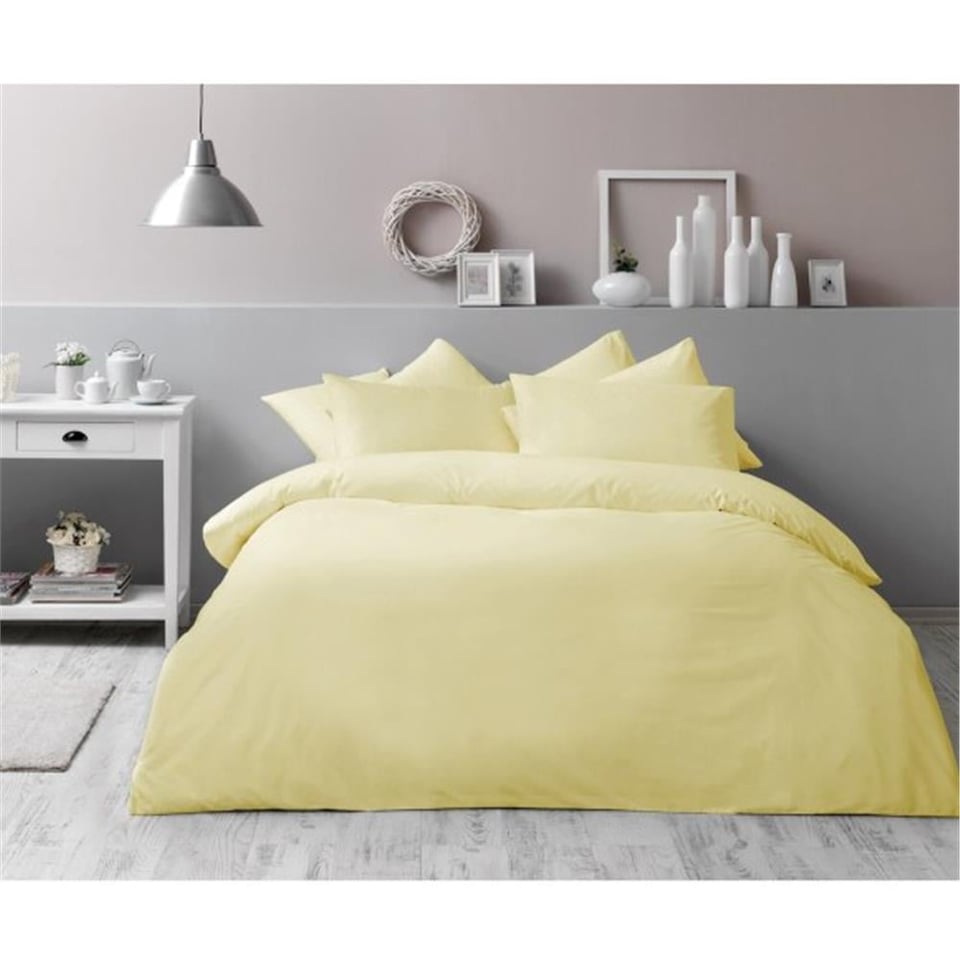 Taç Basic Ranforce Çift Kişilik Nevresim Takımı Sarı