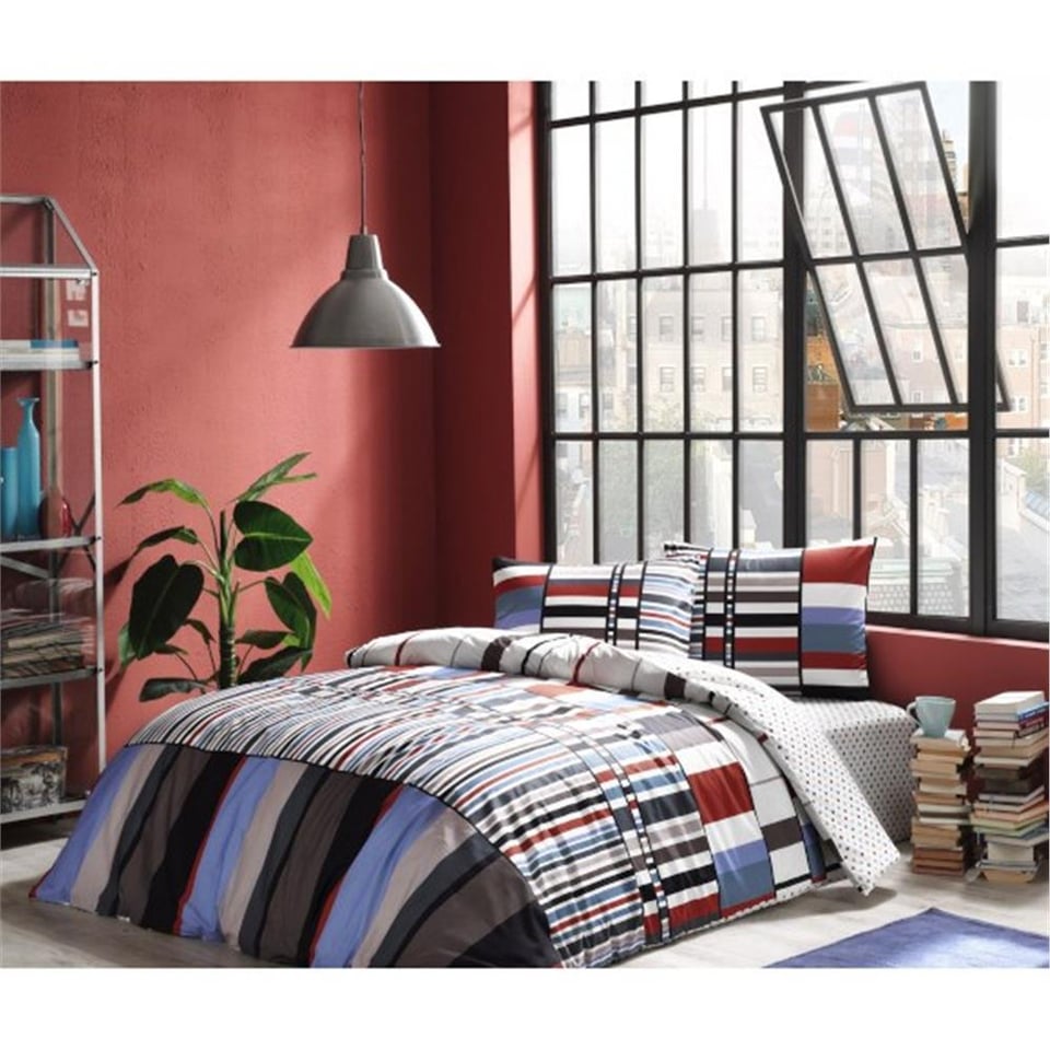 Taç Genç Modası Foster Ranforce Tek Kişilik Nevresim Takımı Mavi