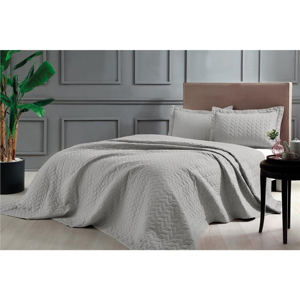 Taç Glory Tek Kişilik Yatak Örtüsü Taş