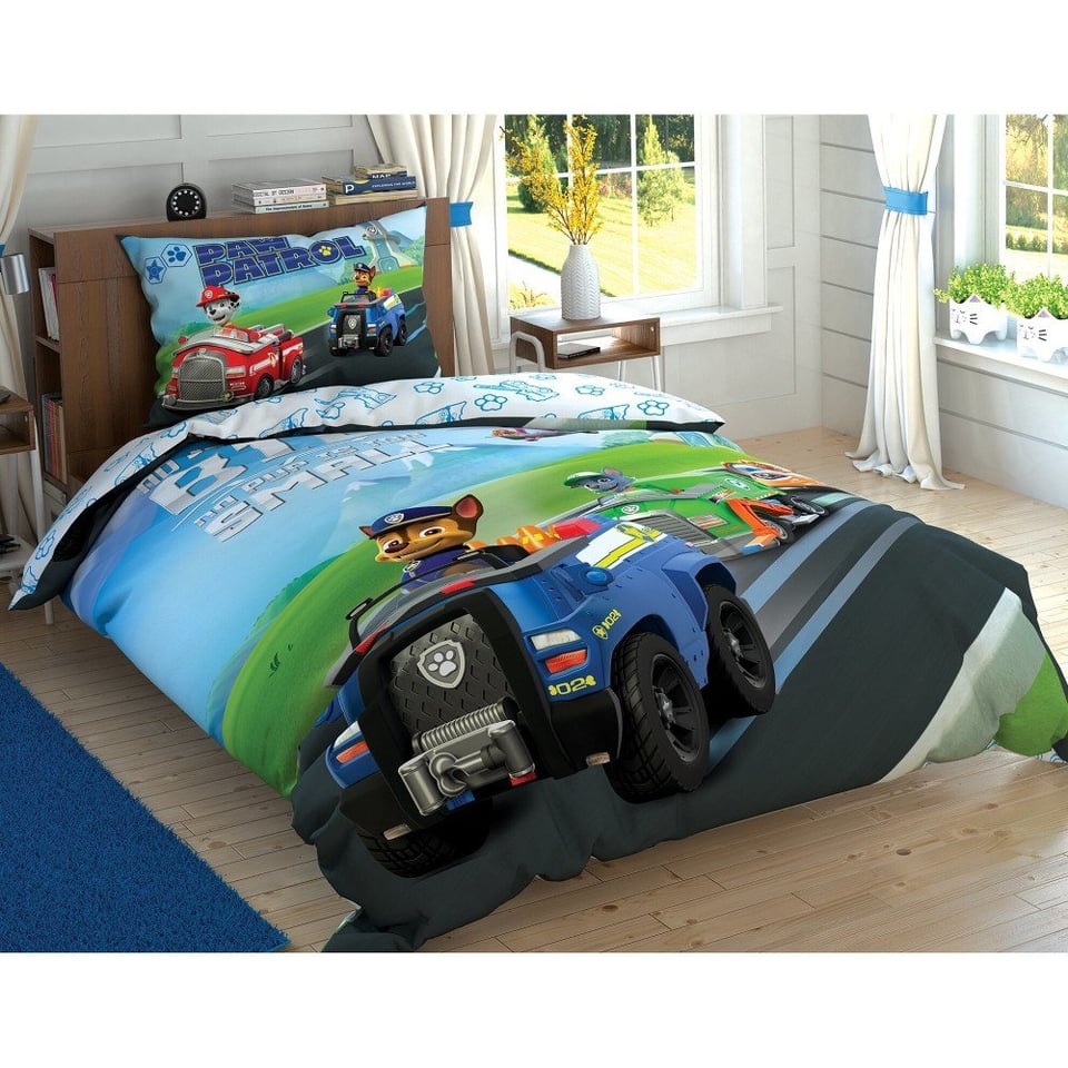 Taç Lisanslı Taç Paw Patrol Team Pamuk Tek Kişilik Nevresim Takımı