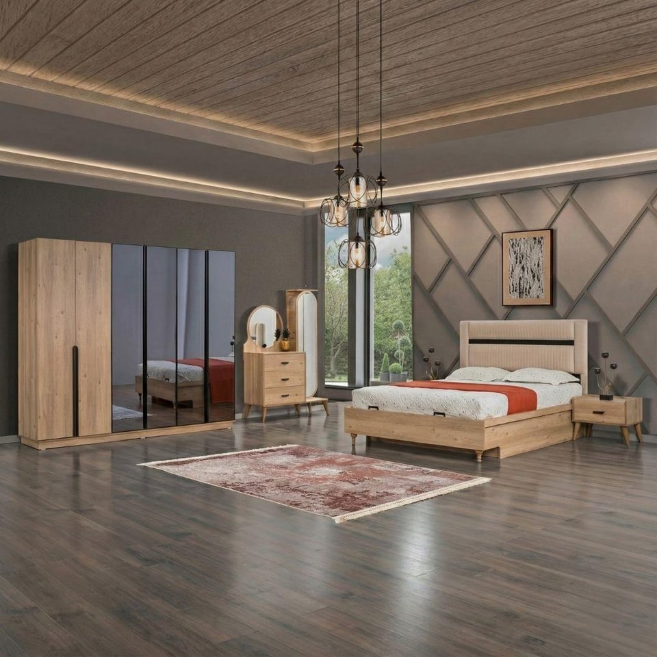 Yatak Odası Takımı Dardason Turna 6 Kapılı Başlıklı Yatak Odası Takımı (Karyolasız-4 Aynalı)