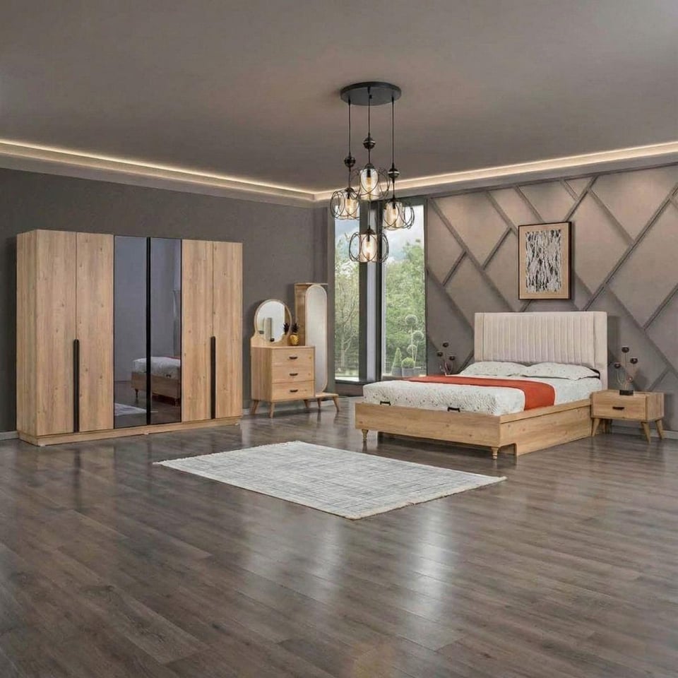 Yatak Odası Takımı Dardason Turna 6 Kapılı Başlıklı Yatak Odası Takımı (Karyolasız-2 Aynalı)