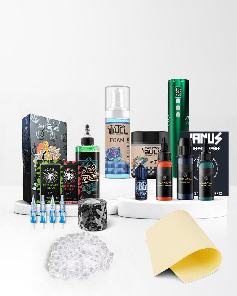 Samurai Kablosuz Pen Dövme Makinesi Seti - Yeşil