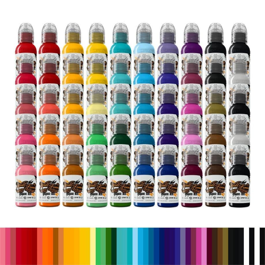 50 Color Set - World Famous Ink Dövme Boyası - 1oz/30ml