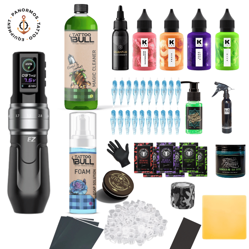 EZ P3 Pro Matte Gray Wireless Battery Tattoo Pen Machine - Set