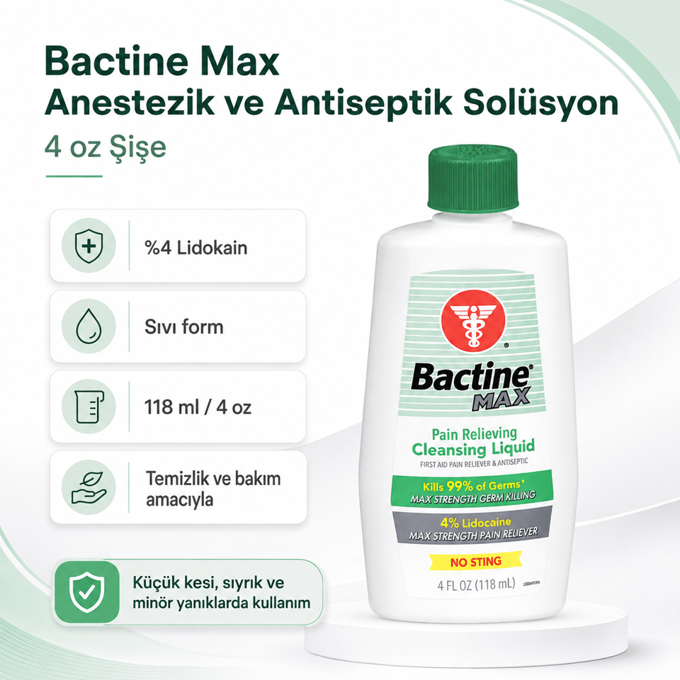 Bactine Max - Anestezik ve Antiseptik Solüsyon - 4 oz Şişe