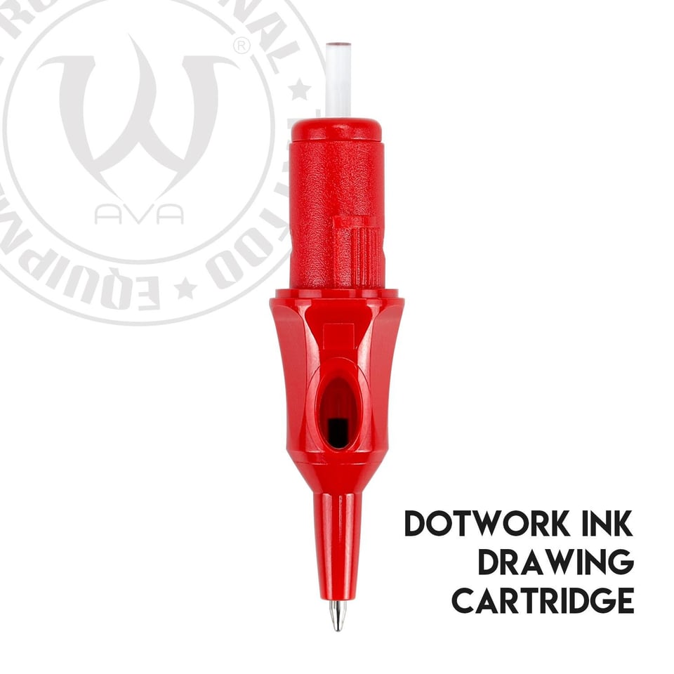 Ball Pen Cartridge Red - Dotwork Ink Drawing 20 Adet