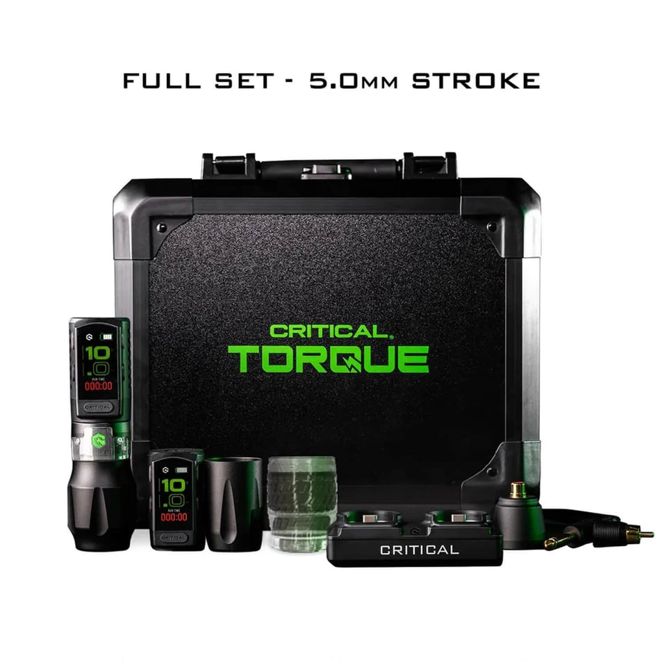 Critical Torque 5.0 mm Kablosuz Dövme Makinesi Full Set (Çift Batarya)