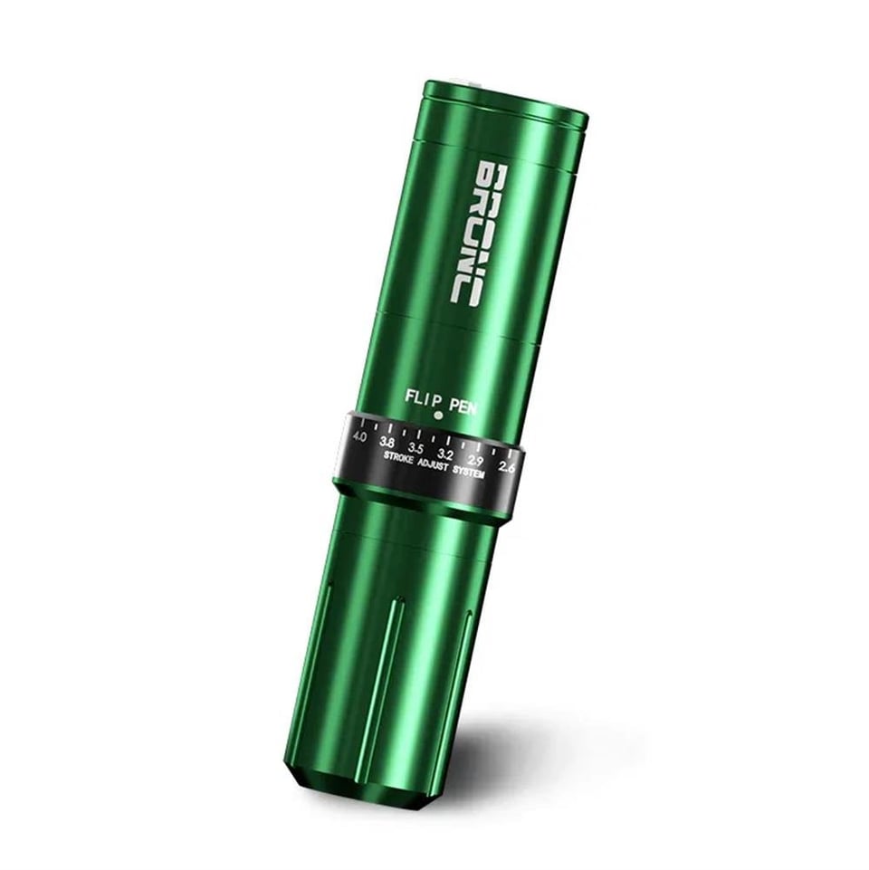 Bronc V12 Stroke Ayarlı (2.6-4.0) Kablosuz Pen Dövme Makinesi - Yeşil