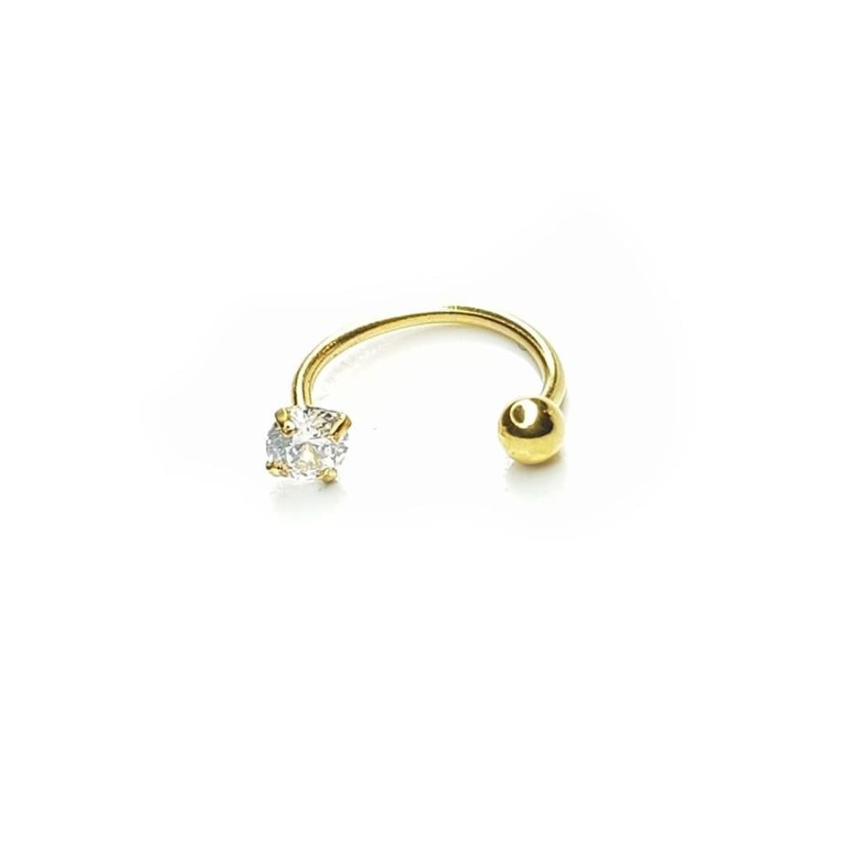 Cerrahi Çelik Gold Bar Prizma Taşlı Hızma Piercing (8mm)