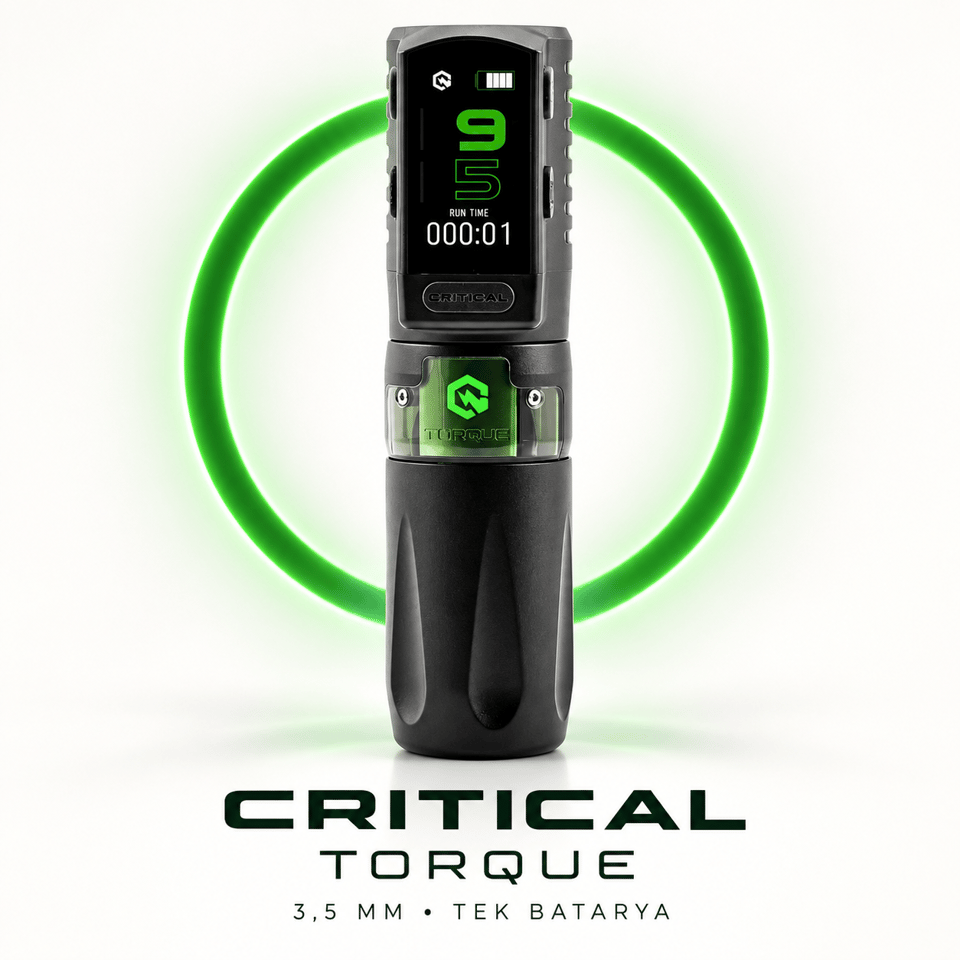 Critical Torque 3.5mm Stroke Tek Bataryalı Kablosuz Dövme Makinesi - Siyah