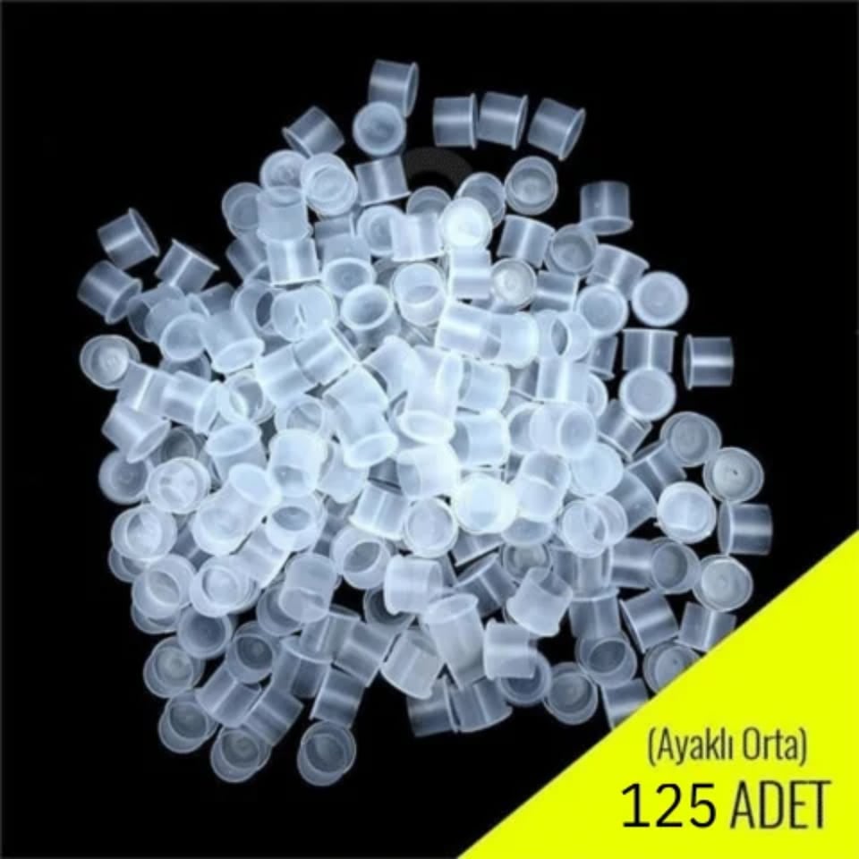 Orta Boy Ayaklı Dövme Boya Potası 14 mm 125 Adet
