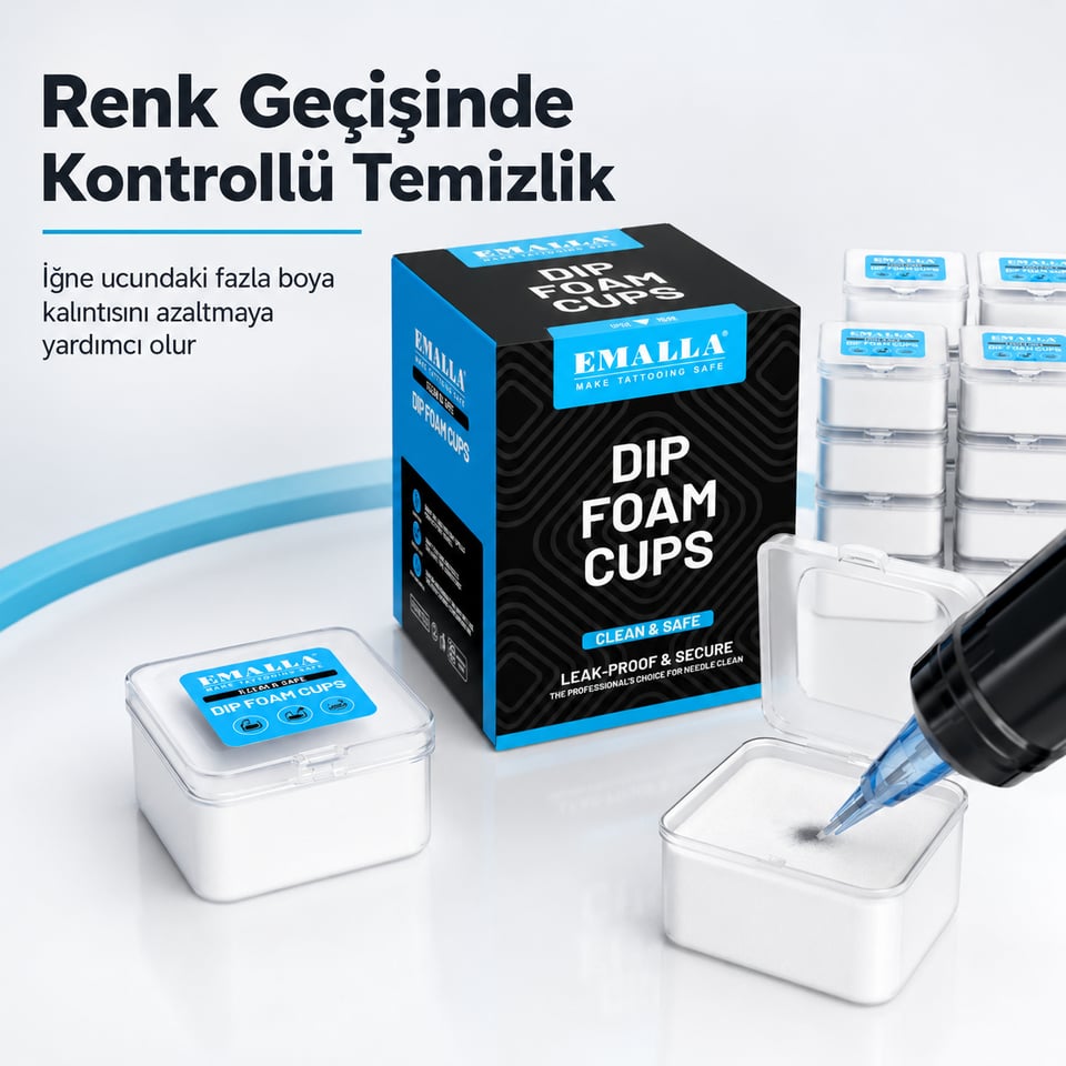 Emalla Dip Foam Cup - İğne Temizleme Kabı - 20'li/Kutu