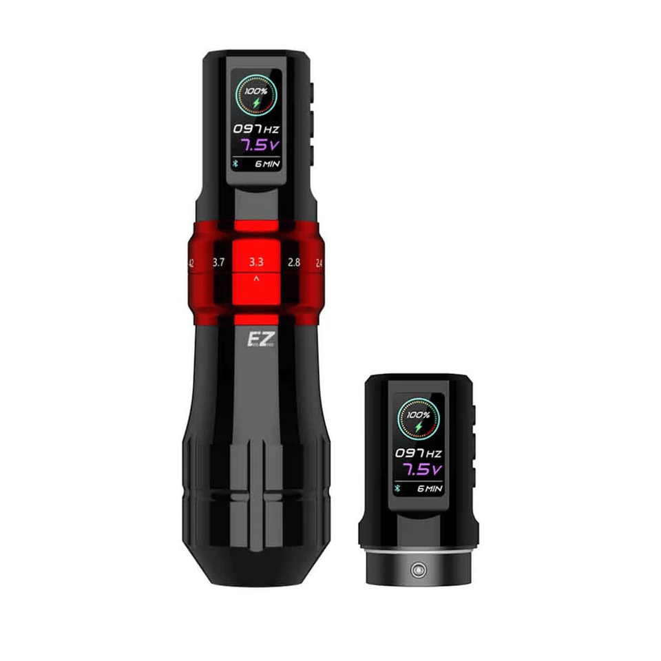 EZ P3 Pro Gloss Red Wireless Battery Tattoo Pen Machine X2 Power
