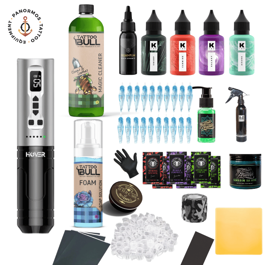 EZ Hover Matte Silver FM Dotwork Wireless Battery Tattoo Pen Machine - Set