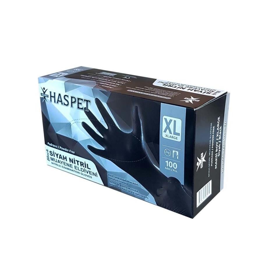 Haspet Siyah Nitril X-Large Dövme Eldiveni - KUTU