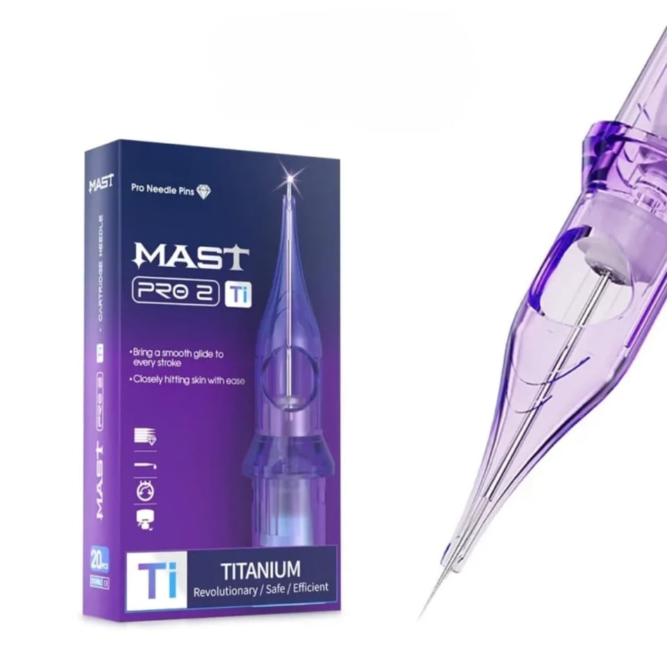 Mast Pro 2 Titanium 1201 RL 1 RL 0.35 mm Round Liner Long Taper Kartuş Dövme İğnesi 20 Adet