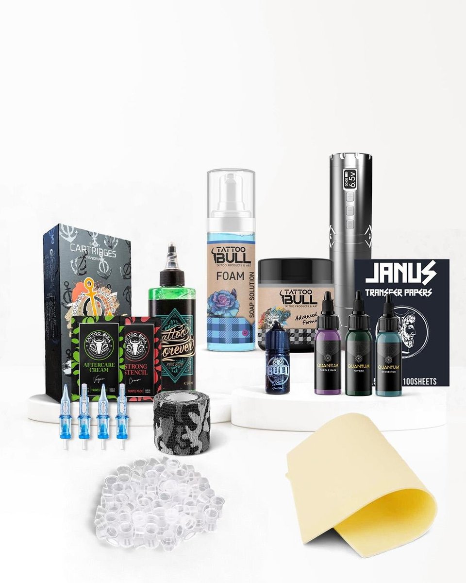 Samurai Kablosuz Pen Dövme Makinesi Seti - Gri