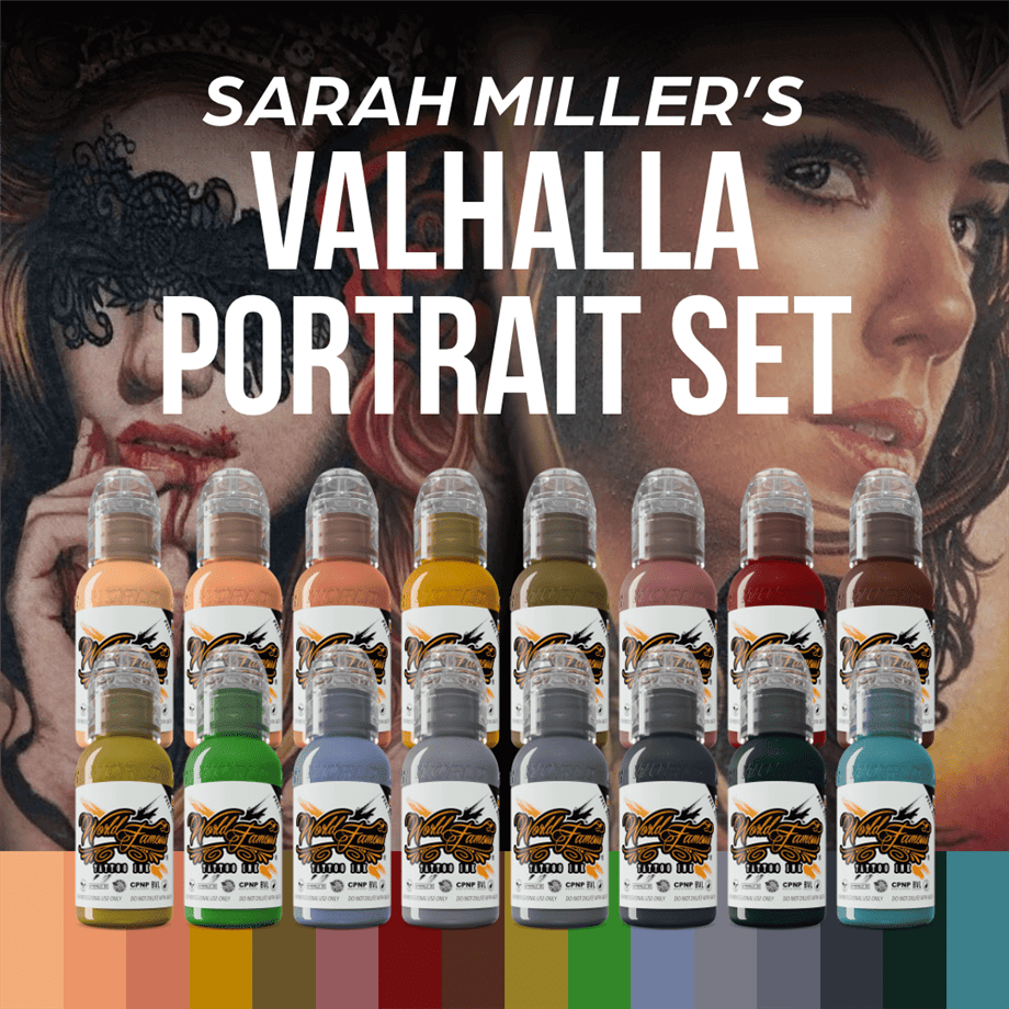 Sarah Miller Valhalla Portrait 16'lı Dövme Boyası Seti - World Famous Ink Dövme Boyası - 1oz/30ml