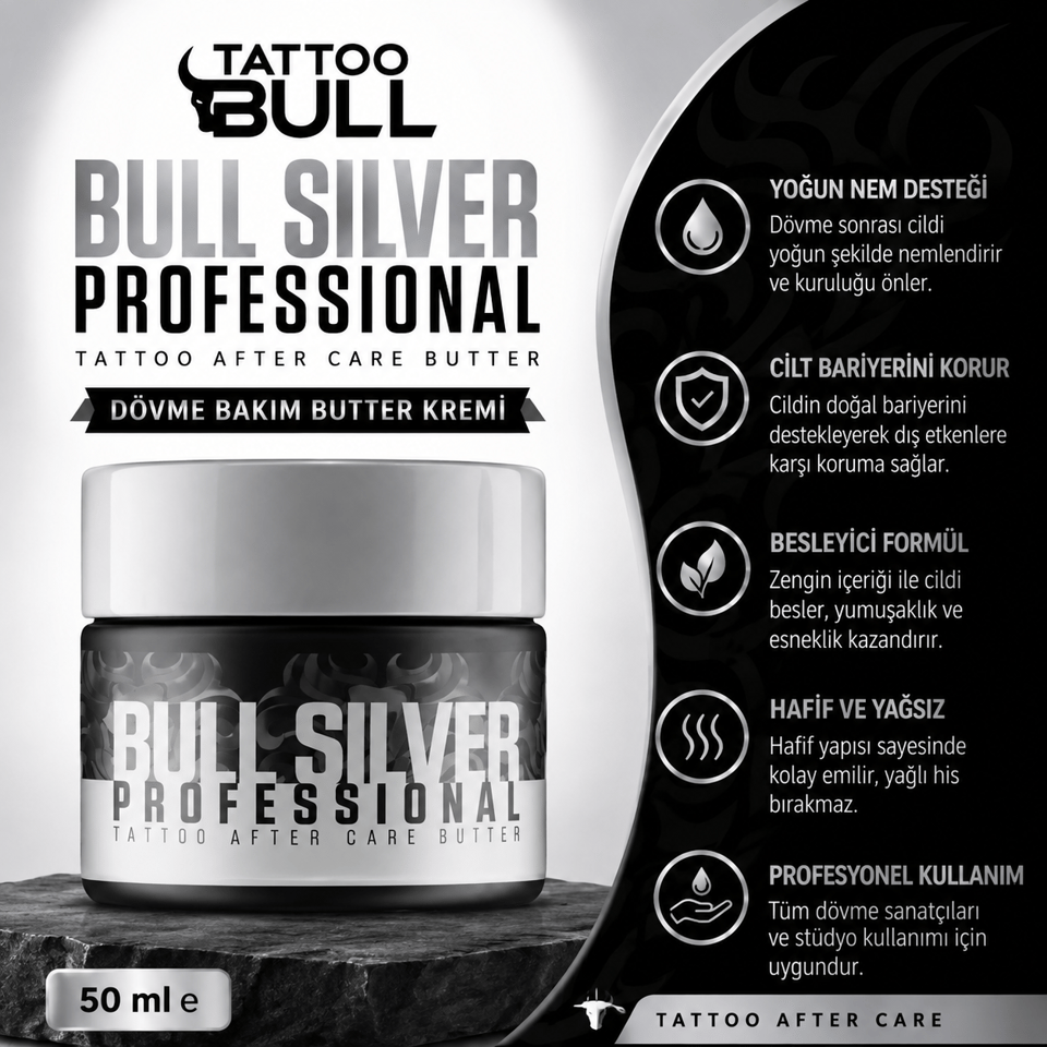 TattooBull Silver Professional Dövme Bakım Butter Kremi
