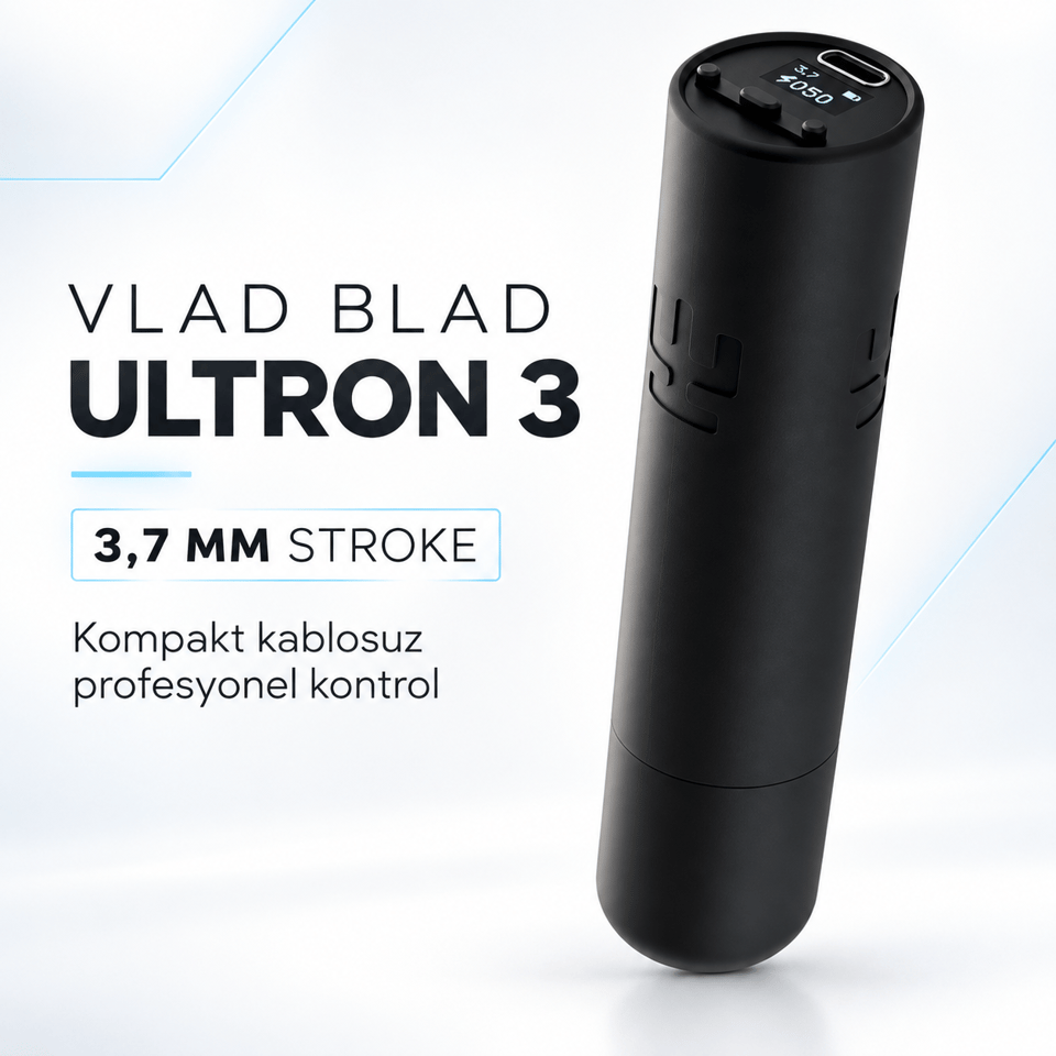 Vlad Blad Ultron 3.7mm Stroke Kablosuz Dövme Makinesi - Siyah
