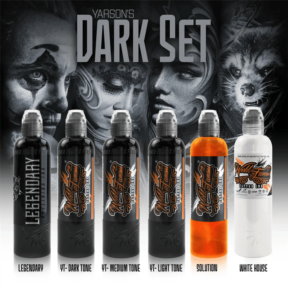 Yarson Dark Shading 6'lı Gölge Boyası Seti - World Famous Ink Dövme Boyası - 4oz/120ml