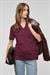 ALINE Kadın %100 Organik Pamuk Derin V Yakalı Comfort Fit Bordo T-Shirt