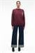 AUDRA Kadın Oversize Yuvarlak Yaka Nakış Detaylı Bordo Sweatshirt