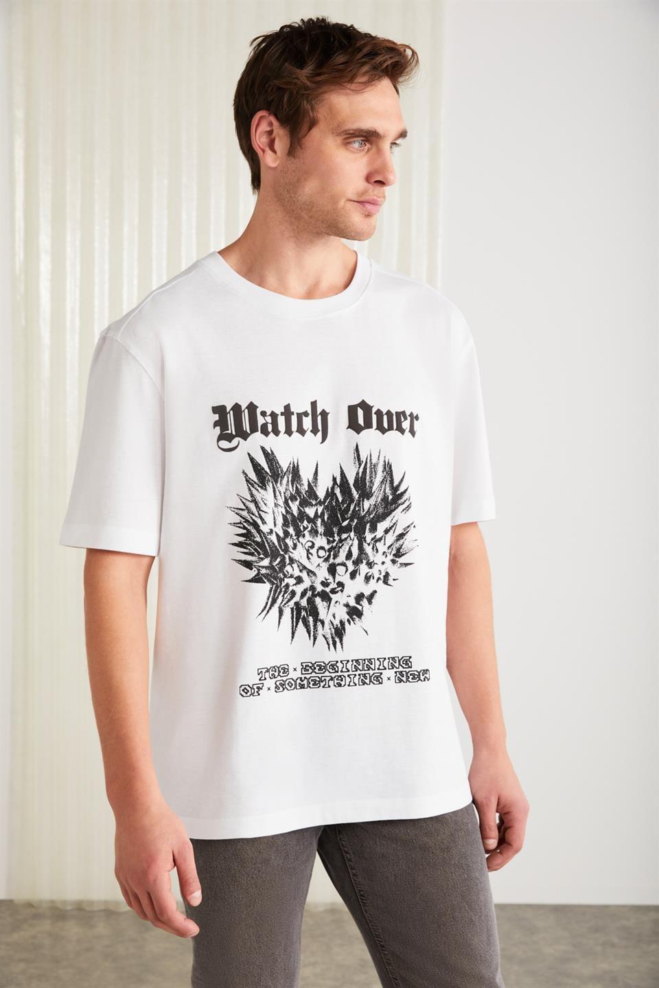 CLIENT Basic Regular Beyaz Tekli T-Shirt