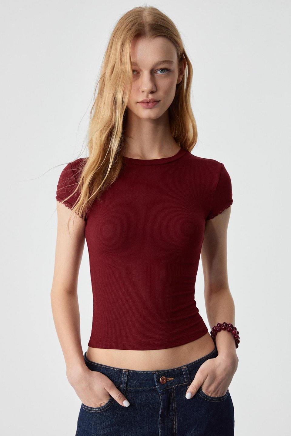 DULCE Kadın Slim Fit Kısa Kollu Kiremit Rengi T-Shirt