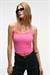 ETHIQUET LILLESOL Kadın Fitilli Görünümlü Slim Fit Vücuda Oturan Havuz Yakalı Pamuklu Basic Fuşya Atlet