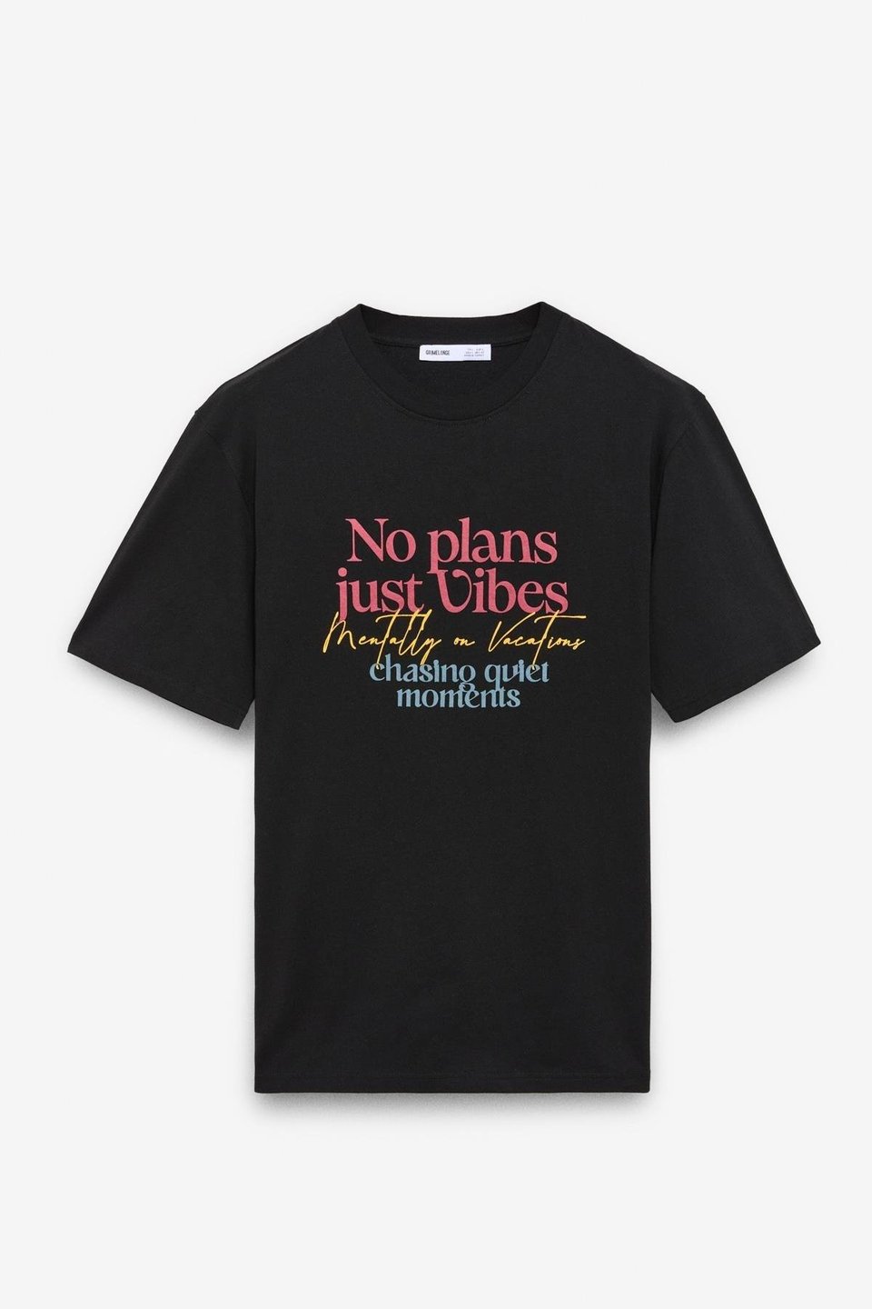 FRESH Erkek %100 Pamuk Oversize Fit Baskılı Kısa Kollu Yuvarlak Yakalı Siyah T-Shirt