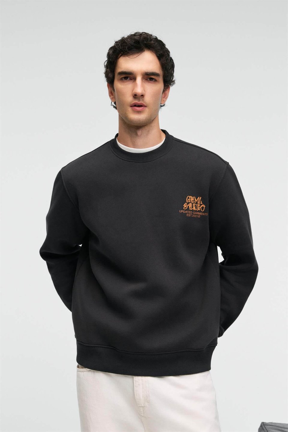 IRVING Erkek Yuvarlak Yaka Göğsü Ve Önü Regular Fit Antrasit Sweatshirt