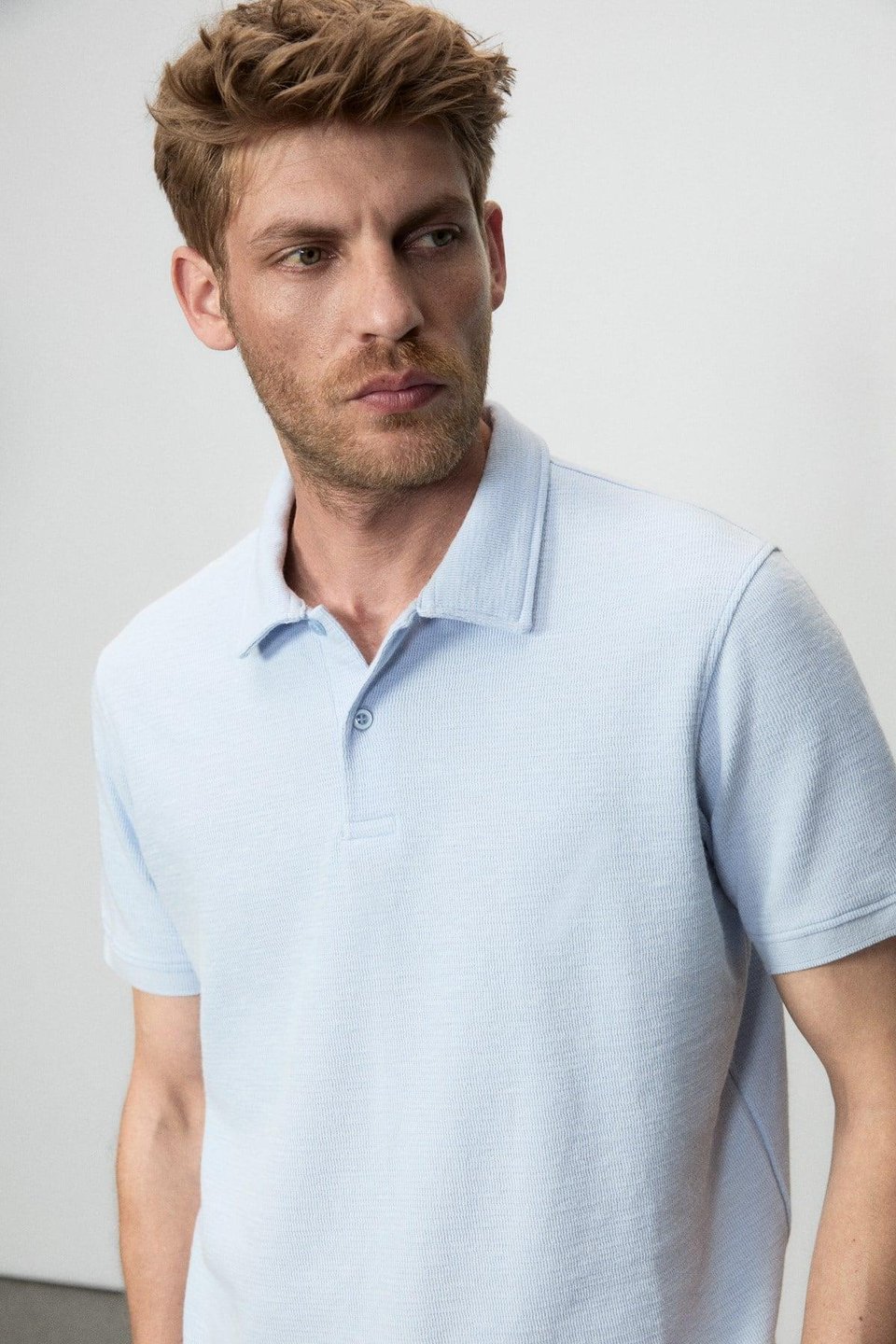 MINNUTU Erkek Organik Pamuklu Polo Yakalı Regular Fit Mavi T-Shirt