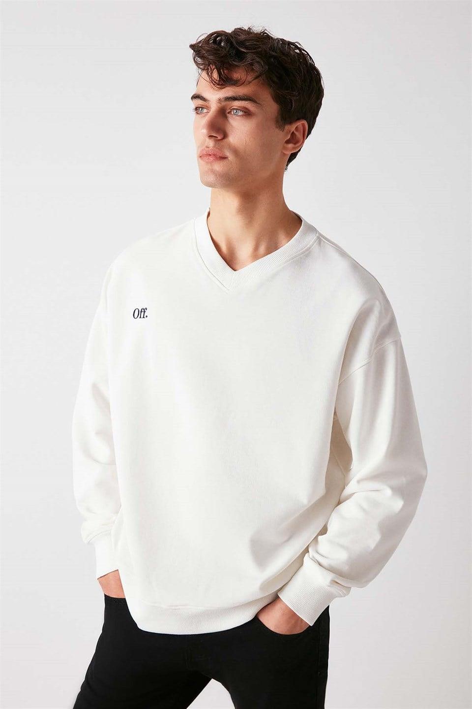 OFF  Oversize Beyaz  Sweatshirt