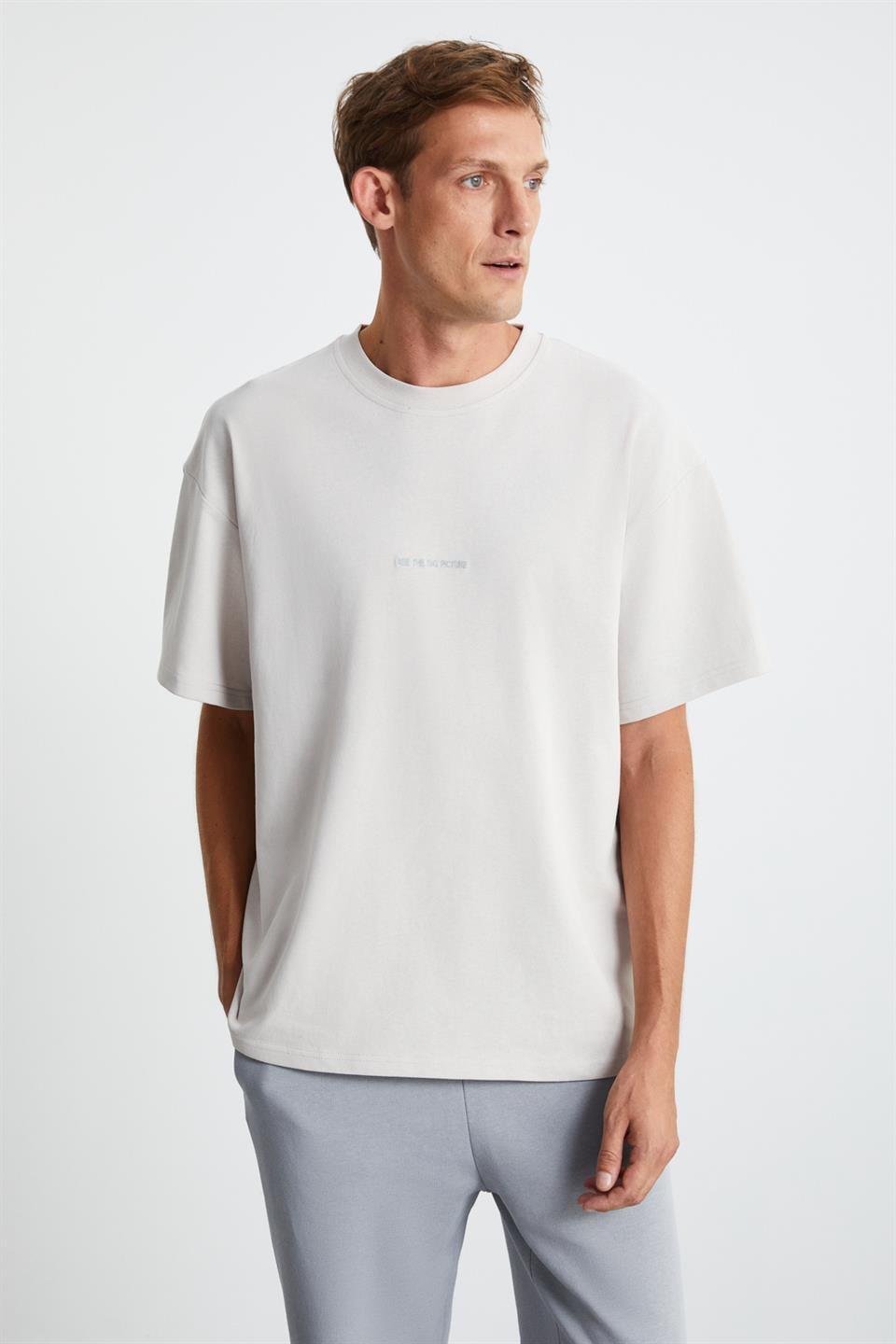 RIVER  Oversize Taş Rengi  T-Shirt