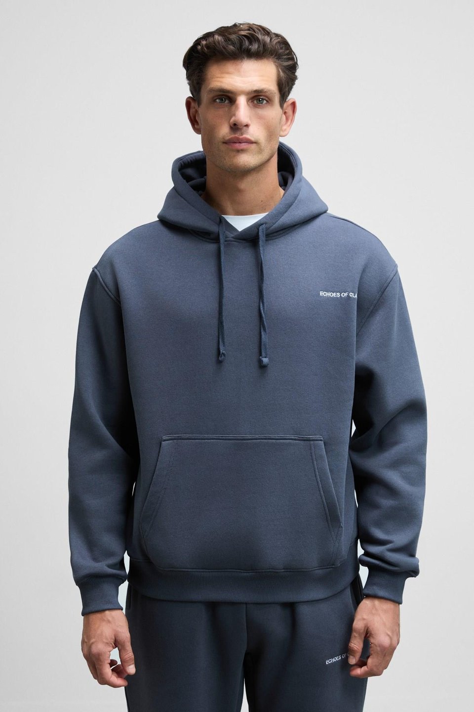 SCARN Erkek Pamuklu İçi Polarlı Nakışlı Kapüşonlu Relaxed Koyu Gri Sweatshirt