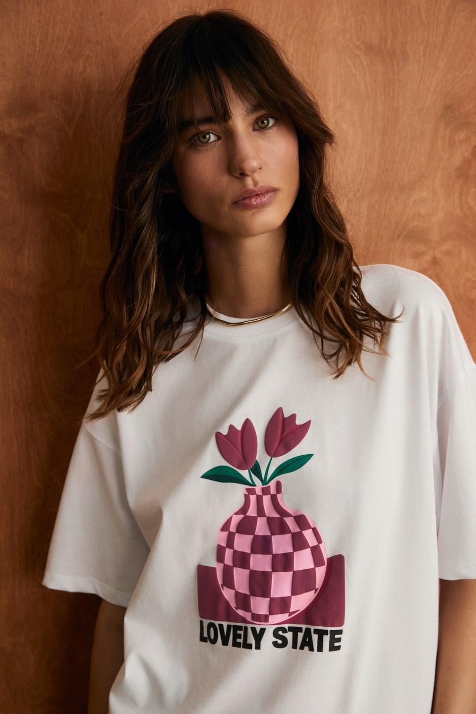SPRINE Kadın Yumuşak Kumaşlı %100 Pamuklu Baskılı Regular Beyaz T-Shirt