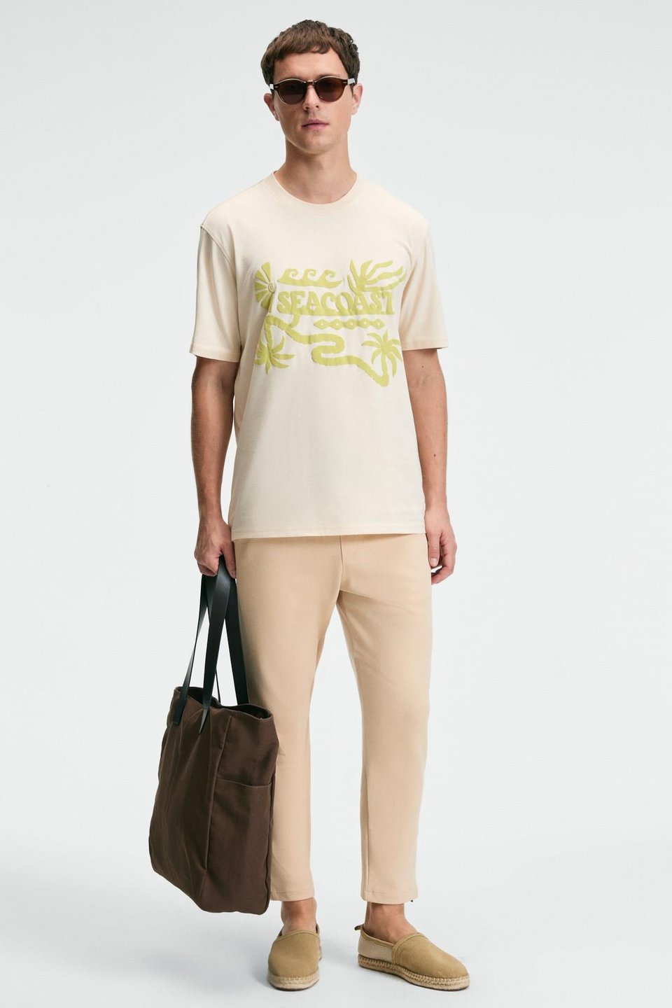 SWEET Erkek %100 Pamuk Oversize Fit Baskılı Kısa Kollu Yuvarlak Yakalı Vanilya T-Shirt